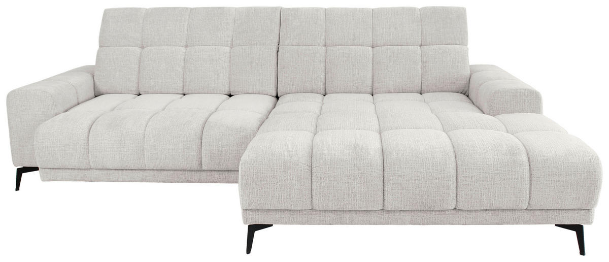 ECKSOFA inkl.Funktionen Hellgrau Chenille  - Hellgrau/Schwarz, MODERN, Textil/Metall (300/195cm) - Xora