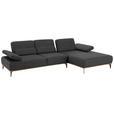 ECKSOFA in Mikrofaser Dunkelgrau  298/176 cm  - Dunkelgrau/Beige, Design, Textil/Metall (298/176cm) - Valnatura