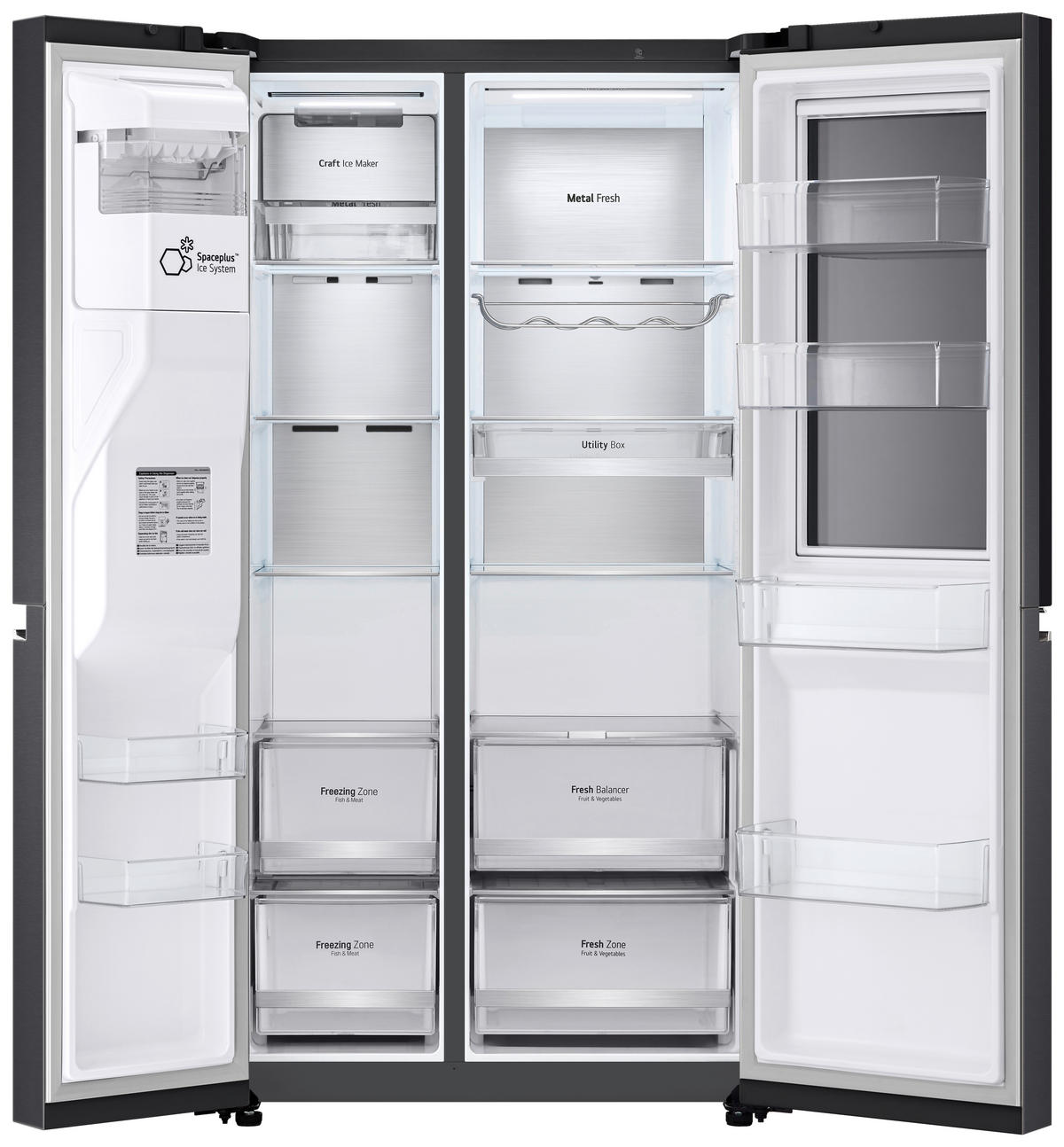 SIDE-BY-SIDE 91,3/179/73,5 cm GSXV90MCDE  - Schwarz, Basics, Glas/Kunststoff (91,3/179/73,5cm) - LG