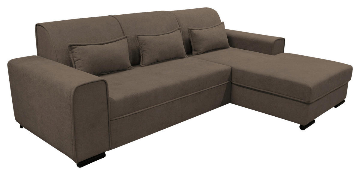 ECKSOFA in Struktur, Bouclé Braun  - Schwarz/Braun, Design, Kunststoff/Textil (270/175cm) - MID.YOU