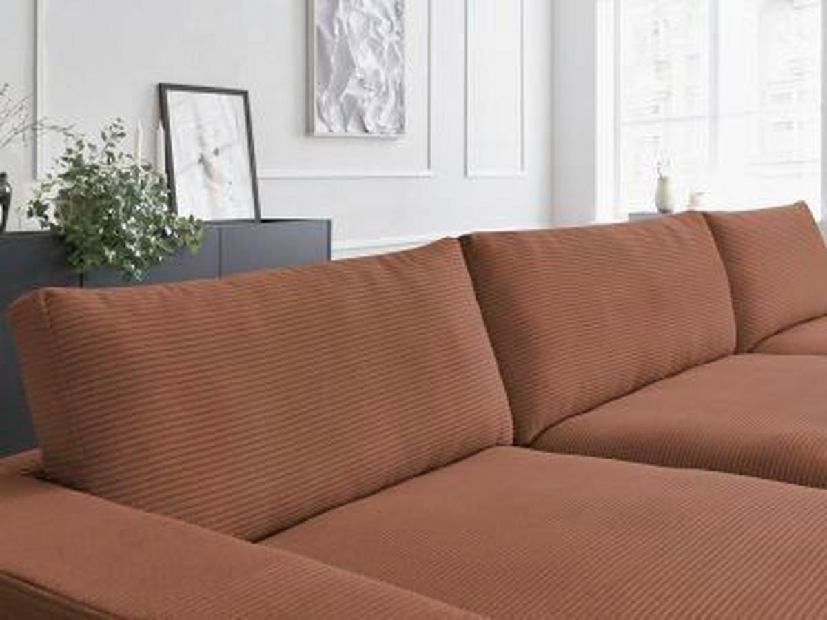 WOHNLANDSCHAFT LEONARD Orange Cord  - Schwarz/Orange, MODERN, Kunststoff/Textil (159/404/159cm)
