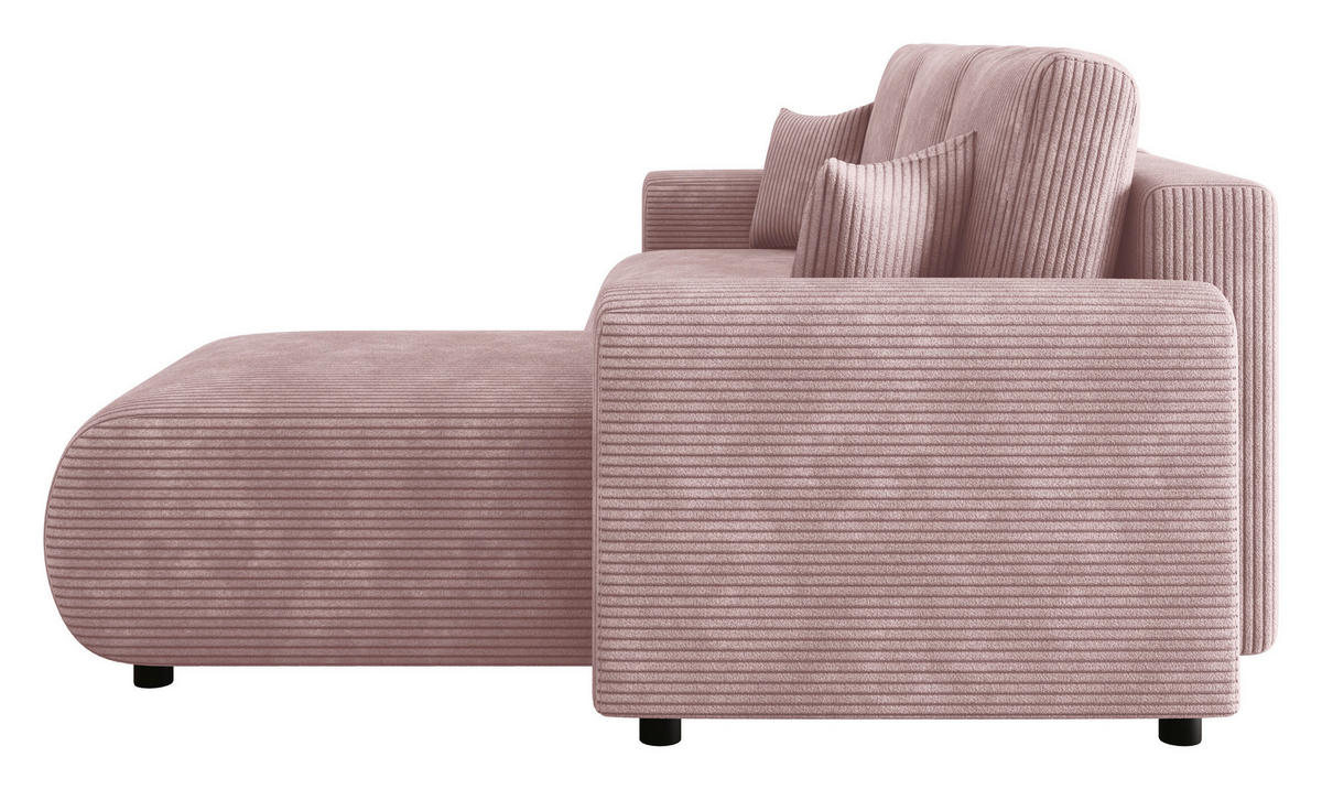 ECKSOFA  in Cord Rosa  - Schwarz/Rosa, KONVENTIONELL, Kunststoff/Textil (246/152cm) - Xora