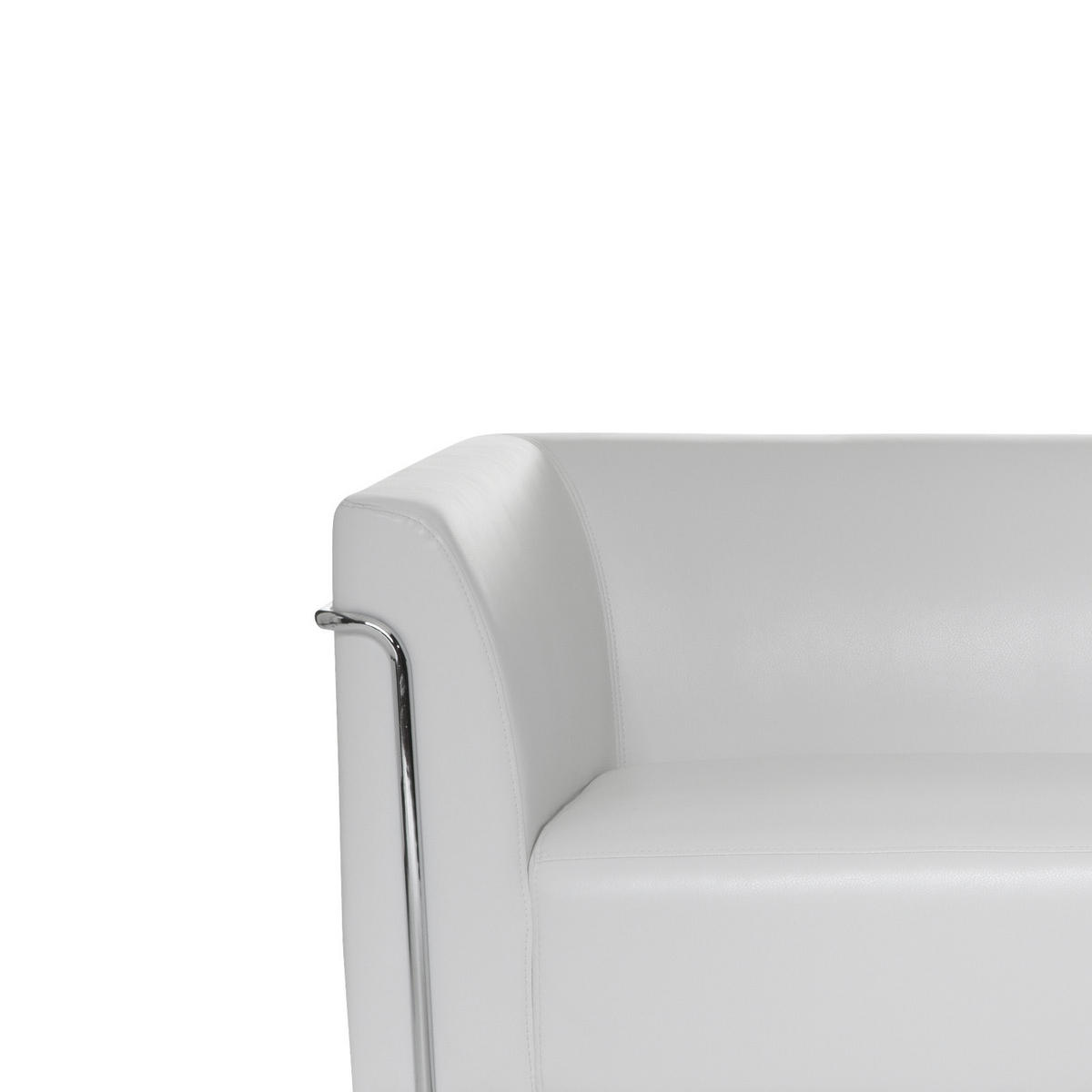3-SITZER-SOFA in Lederlook Weiß  - Silberfarben/Weiß, MODERN, Textil/Metall (179/71/74cm) - MID.YOU