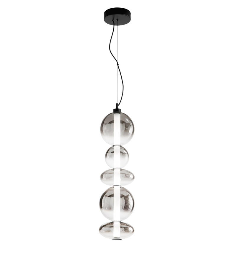 LED-PENDELLEUCHTE Luce Ambiente e Design 20/233,5 cm   - Dunkelgrau/Schwarz, KONVENTIONELL, Glas/Metall (20/233,5cm)