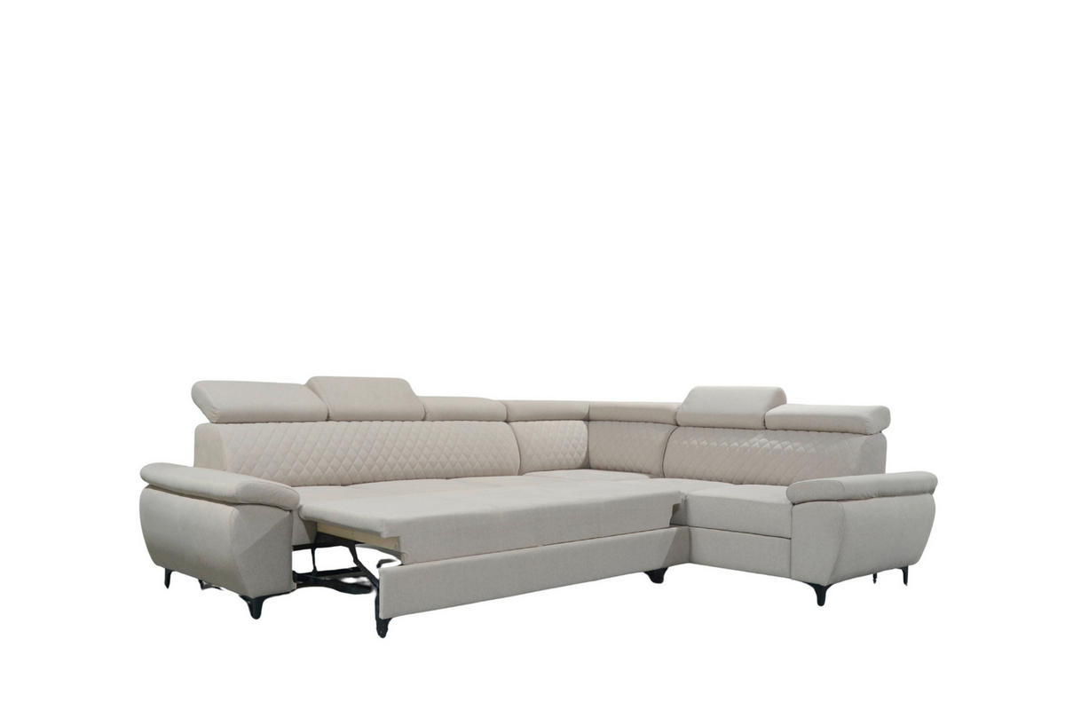 GARNITURA ZA DNEVNU SOBU bež  - tamnosiva/bež, Moderno, tekstil/metal (311/248cm) - Hom`in