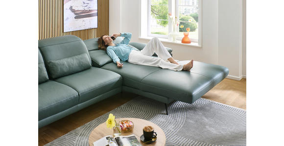 ECKSOFA in Echtleder Opal  - Opal/Schwarz, Design, Leder/Metall (193/332cm) - Dieter Knoll