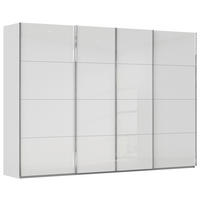 SCHWEBETÜRENSCHRANK 316/223/68 cm 4-türig Weiß, Hellgrau  - Chromfarben/Hellgrau, Design, Glas/Holzwerkstoff (316/223/68cm) - Novel