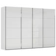SCHWEBETÜRENSCHRANK 316/223/68 cm 4-türig Weiß, Hellgrau  - Chromfarben/Hellgrau, Design, Glas/Holzwerkstoff (316/223/68cm) - Novel