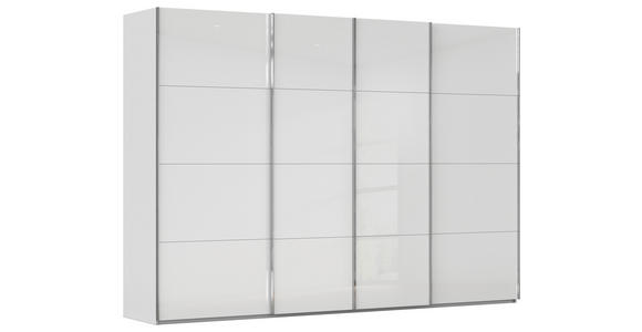 SCHWEBETÜRENSCHRANK 316/223/68 cm 4-türig Weiß, Hellgrau - Chromfarben/Hellgrau, Design, Glas/Holzwerkstoff (316/223/68cm) - Novel