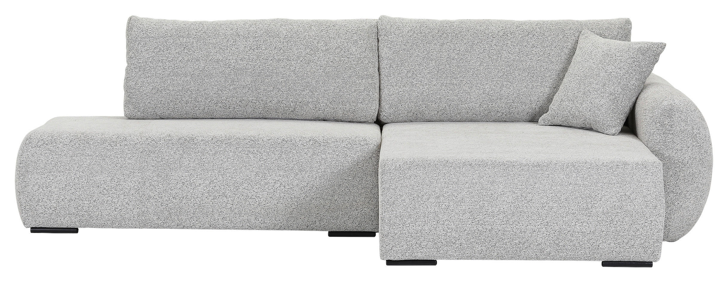 ECKSOFA Grau Flachgewebe Zierkissen, Rückenkissen, Bettkasten, Schlaffunktion, Rücken echt, Liegefläche im Originalstoff  - Schwarz/Grau, KONVENTIONELL, Kunststoff/Textil (260/145cm) - Carryhome