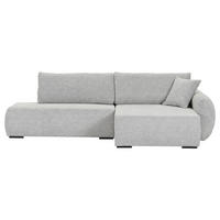 ECKSOFA Grau Flachgewebe Zierkissen, Rückenkissen, Bettkasten, Schlaffunktion, Rücken echt, Liegefläche im Originalstoff  - Schwarz/Grau, KONVENTIONELL, Kunststoff/Textil (260/145cm) - Carryhome