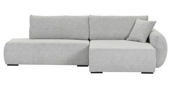 ECKSOFA Grau Flachgewebe Zierkissen, Rückenkissen, Bettkasten, Schlaffunktion, Rücken echt, Liegefläche im Originalstoff  - Schwarz/Grau, KONVENTIONELL, Kunststoff/Textil (260/145cm) - Carryhome