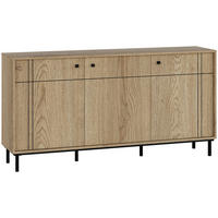 SIDEBOARD 160,2/81,8/37 cm  in Eichefarben  - Eichefarben/Schwarz, Modern, Holzwerkstoff/Kunststoff (160,2/81,8/37cm) - Carryhome
