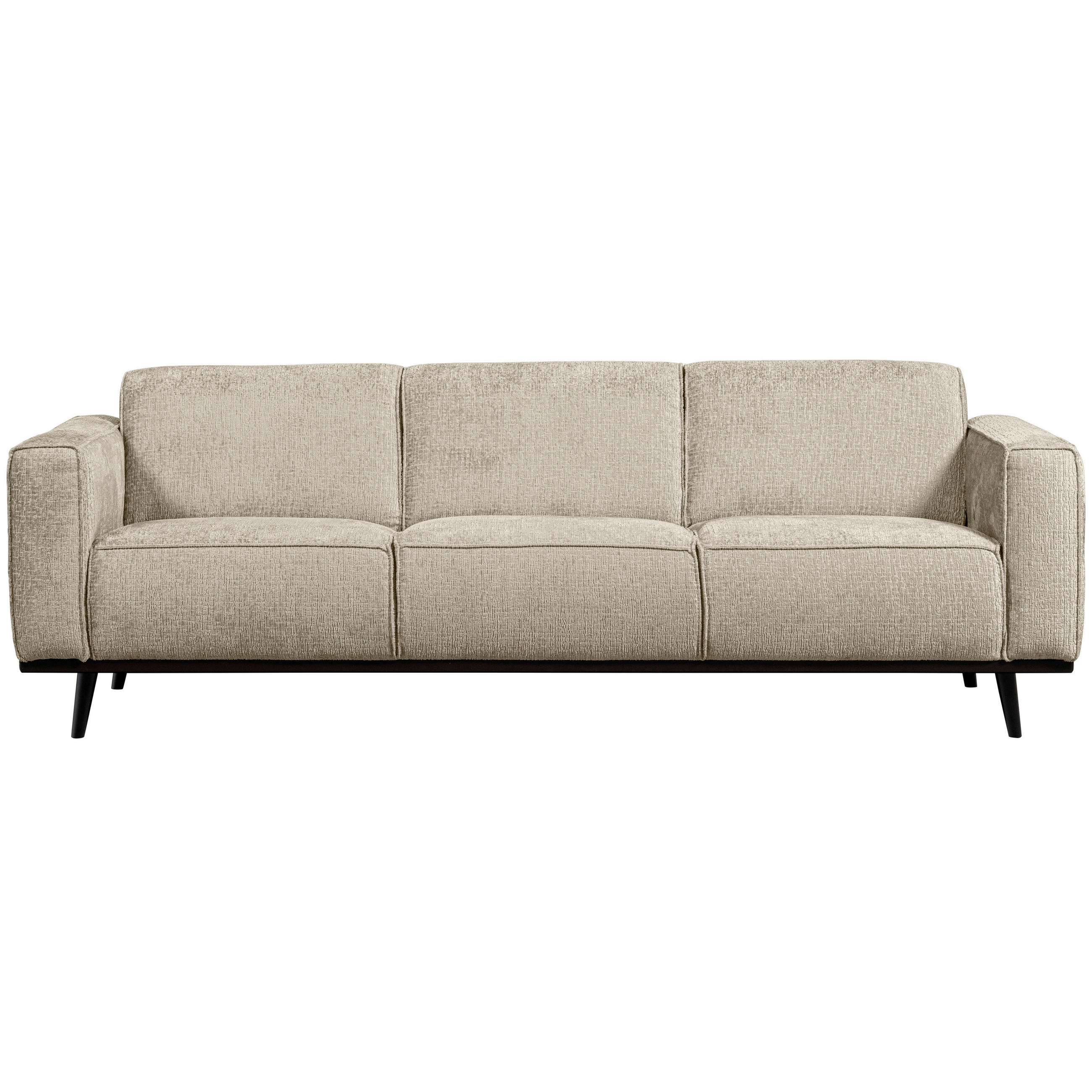 3-SITZER-SOFA Statement in Samt Naturfarben  - Schwarz/Naturfarben, Design, Holz/Textil (230/77/93cm) - Livetastic
