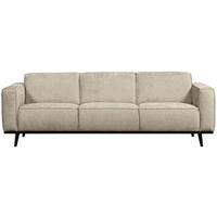 3-SITZER-SOFA Statement in Samt Naturfarben  - Schwarz/Naturfarben, Design, Holz/Textil (230/77/93cm) - Livetastic