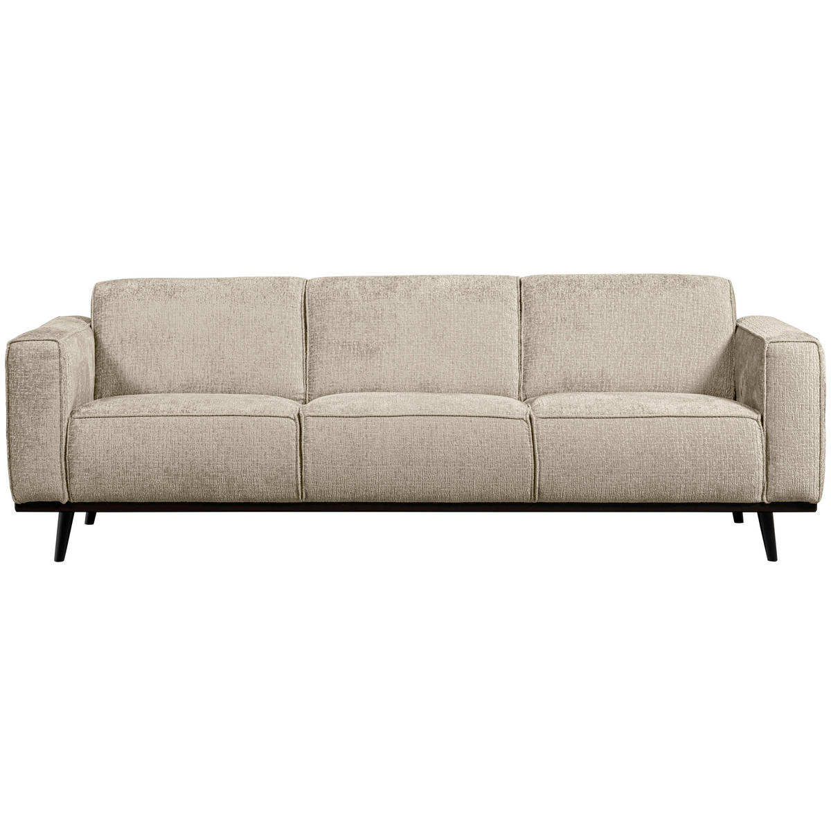 3-SITZER-SOFA Statement in Samt Naturfarben  - Schwarz/Naturfarben, Design, Holz/Textil (230/77/93cm) - Livetastic
