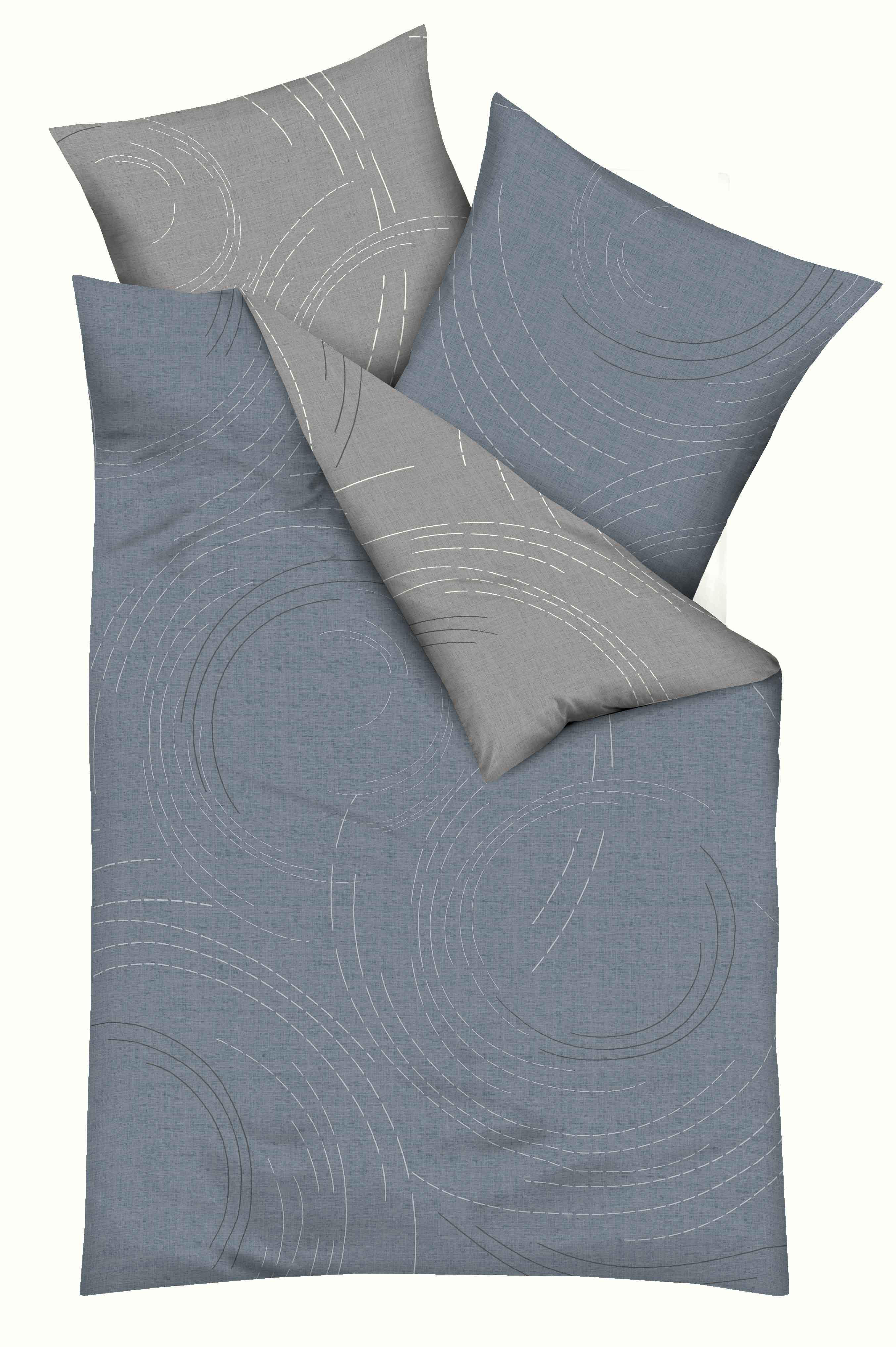 POSTELJNINA 140/200 cm saten siva, svetlo modra  - svetlo modra/siva, Moderno, tekstil (140/200cm) - Kaeppel