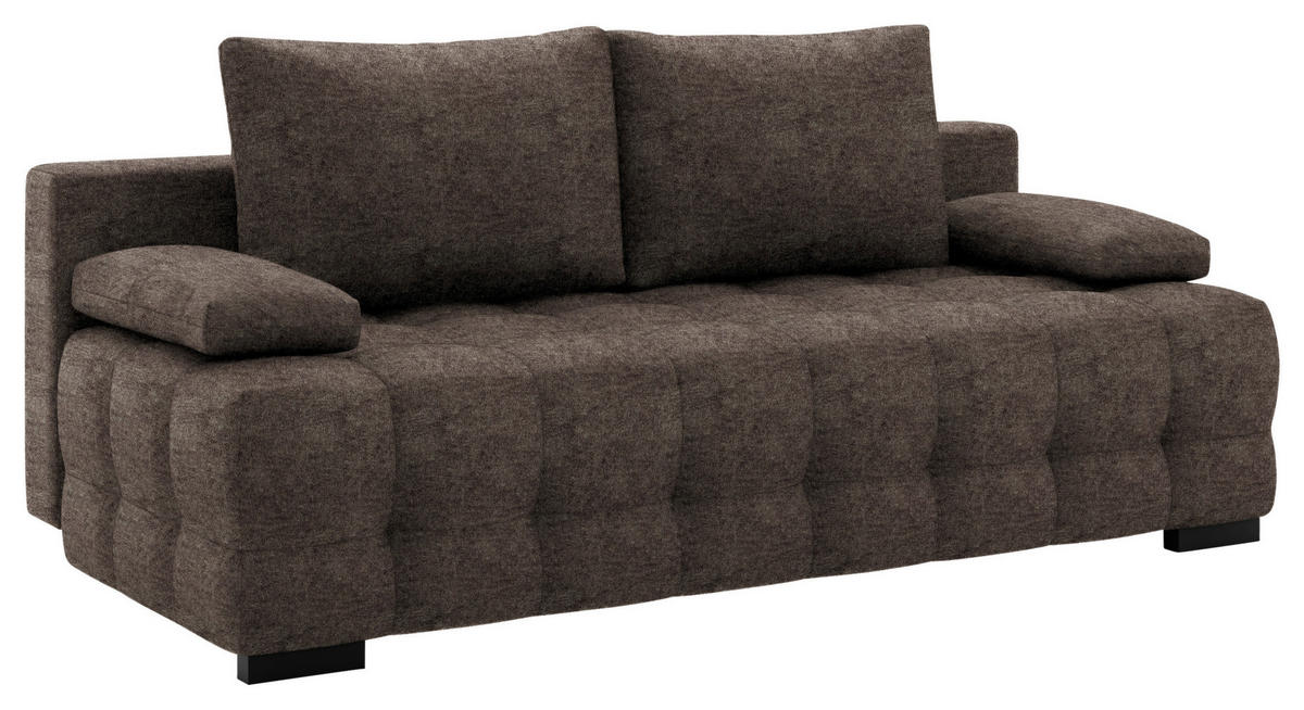 SCHLAFSOFA in Velours Graubraun  - Graubraun/Schwarz, KONVENTIONELL, Kunststoff/Textil (209/96/100cm) - Stylife