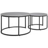 COUCHTISCHSET 80/60/46/40/80/60 cm rund Grau, Schwarz  - Schwarz/Grau, Design, Keramik/Metall (80/60/46/40/80/60cm) - Livetastic