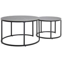 COUCHTISCHSET 80/60/46/40/80/60 cm rund Grau, Schwarz  - Schwarz/Grau, Design, Keramik/Metall (80/60/46/40/80/60cm) - Livetastic