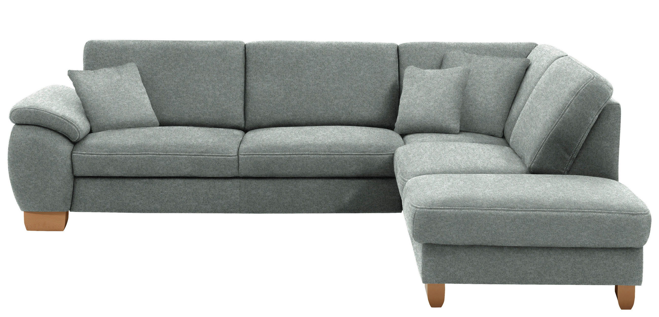 ECKSOFA in Mikrofaser Grau  - Wildeiche/Beige, Natur, Holz/Textil (286/236cm) - Voleo