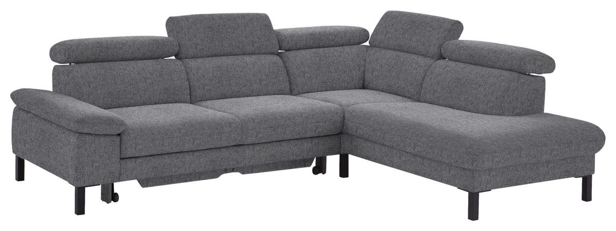 ECKSOFA in Flachgewebe Grau  - Schwarz/Grau, Design, Holzwerkstoff/Textil (272/217cm) - Pure Home Comfort