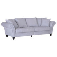 BIGSOFA Flachgewebe Hellgrau  - Dunkelbraun/Hellgrau, KONVENTIONELL, Holz/Textil (270/80/110cm) - Livetastic