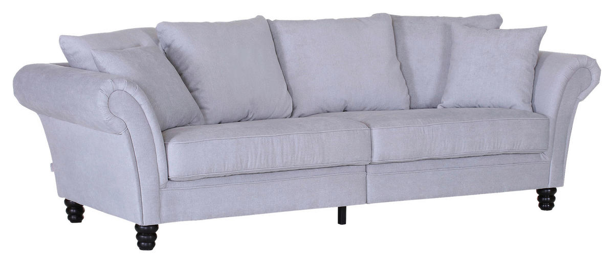 BIGSOFA Flachgewebe Hellgrau  - Dunkelbraun/Hellgrau, KONVENTIONELL, Holz/Textil (270/80/110cm) - Livetastic