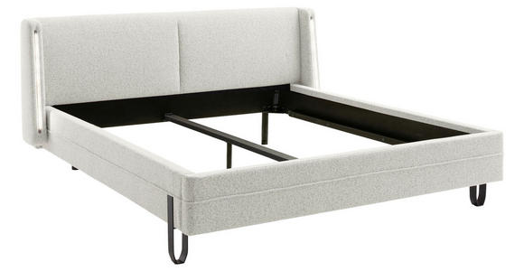 POLSTERBETT Beleuchtung 140/200 cm in Creme - Creme/Schwarz, MODERN, Textil/Metall (140/200cm) - Novel