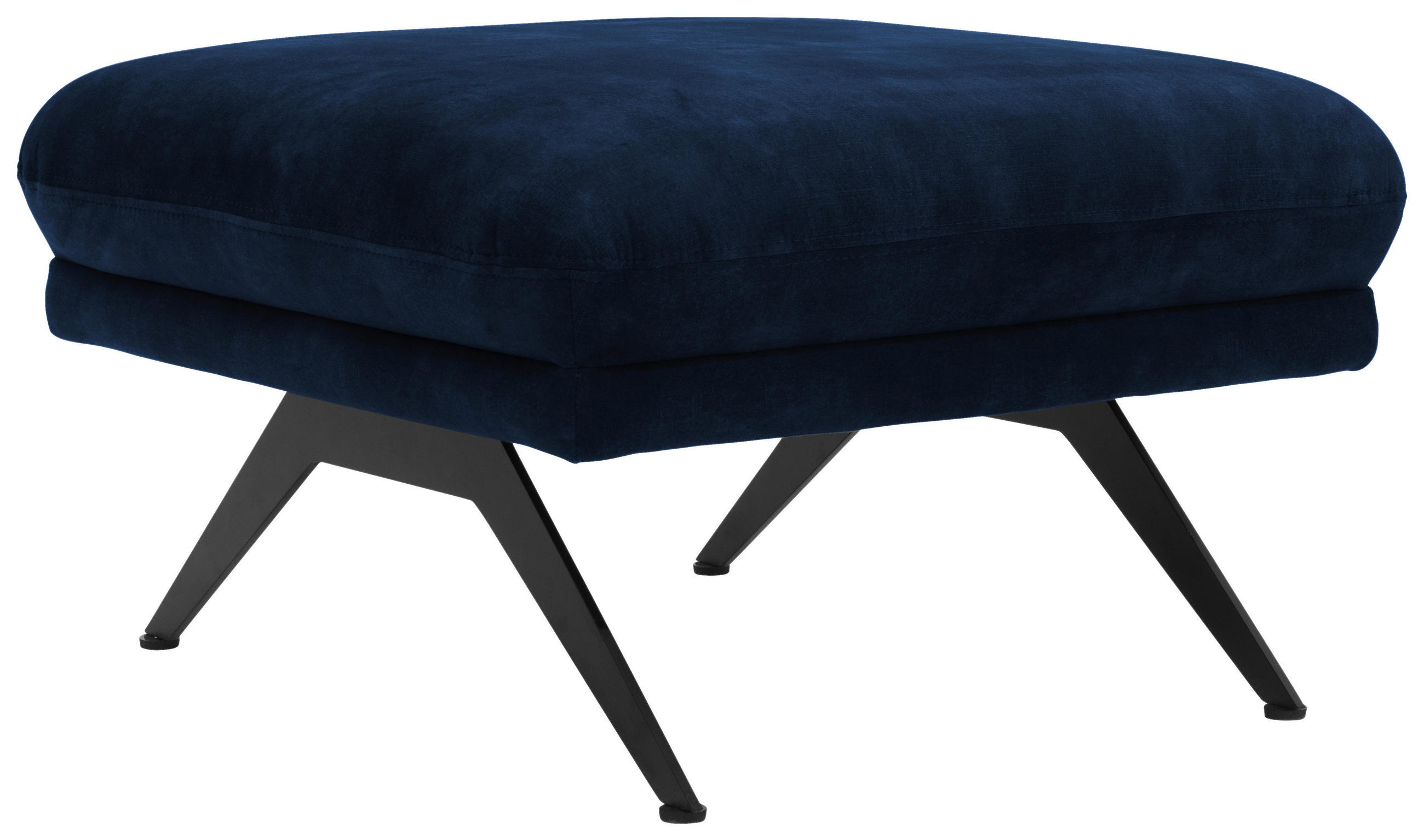 HOCKER Samt Blau  - Blau/Schwarz, Design, Textil/Metall (75/44/75cm) - MID.YOU