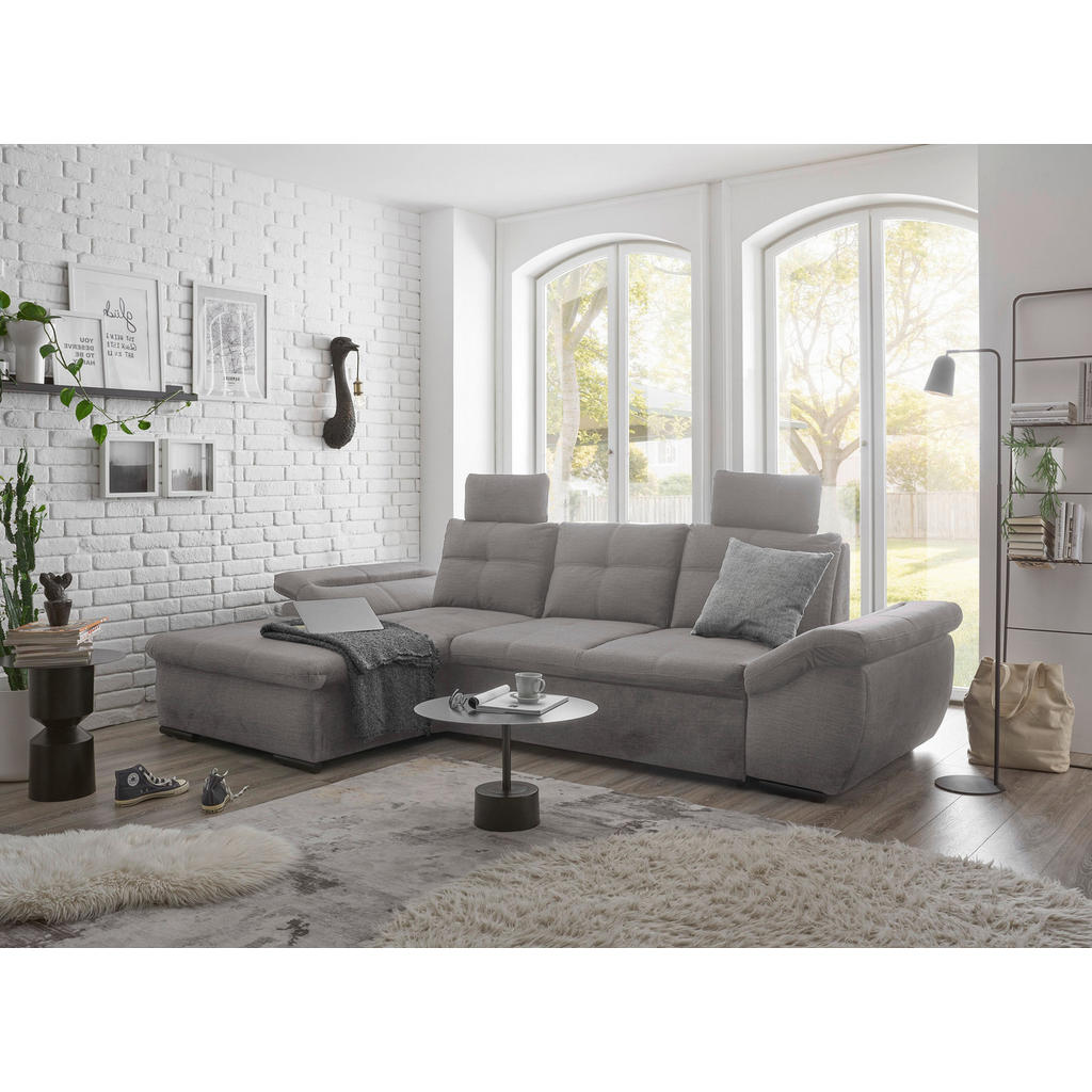 Thumbnail - Carryhome Ecksofa, Hellgrau, Textil, 4-Sitzer, Füllung: Schaumstoffflocken, Ottomane links, L-Form, 275x170 cm, Typenaus...