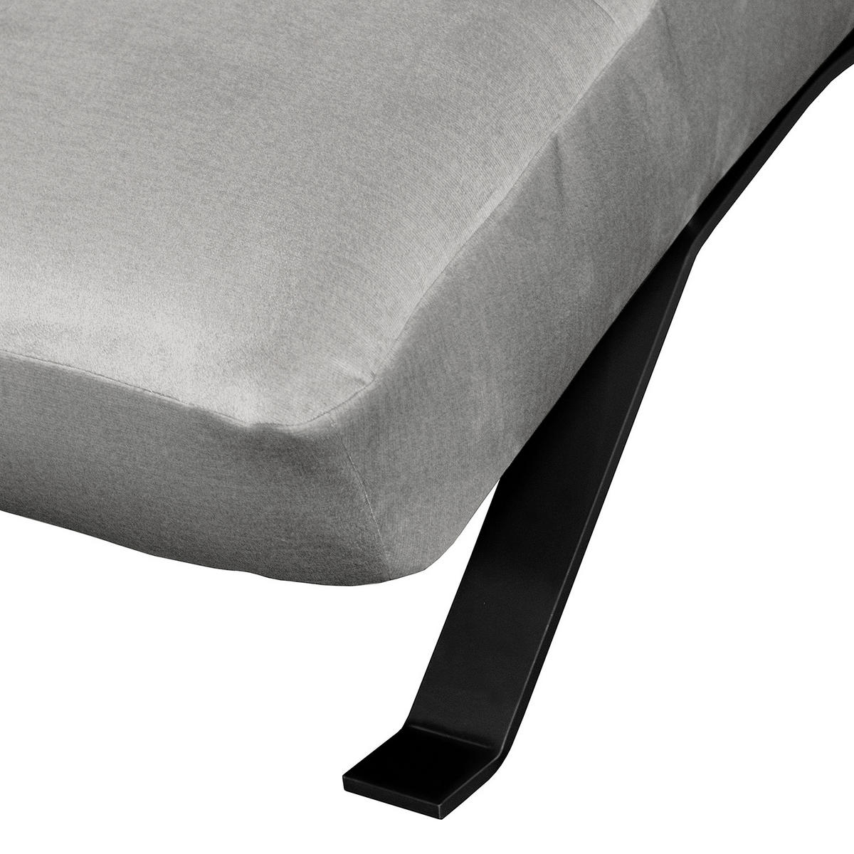 RELAXLIEGE Samt Grau  - Schwarz/Grau, Design, Textil/Metall (65/65-95/171cm) - Livetastic