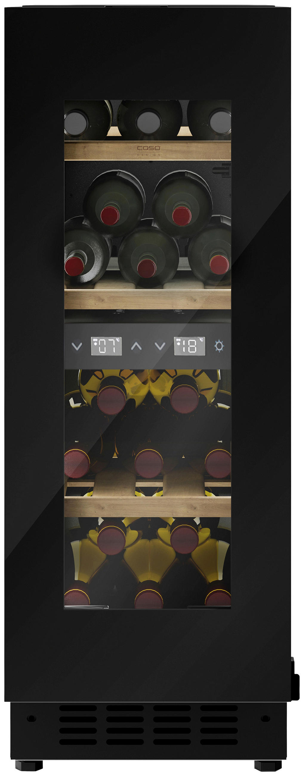 WEINKÜHLSCHRANK WineExcellence WEU 18  - Schwarz, Basics, Glas (29,5/81,8/56,2cm) - CASO Design