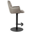 BARHOCKER in Metall, Leder Schwarz, Taupe  - Taupe/Schwarz, Design, Leder/Metall (56/89.5~115/56cm) - Novel