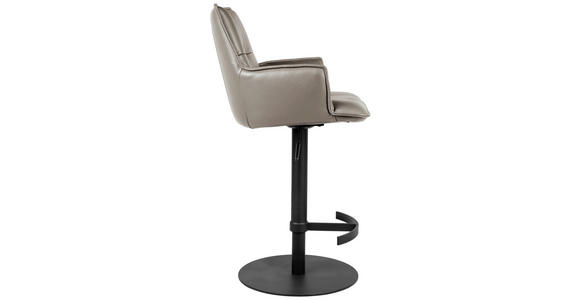 BARHOCKER in Metall, Leder Schwarz, Taupe - Taupe/Schwarz, Design, Leder/Metall (56/89.5~115/56cm) - Novel