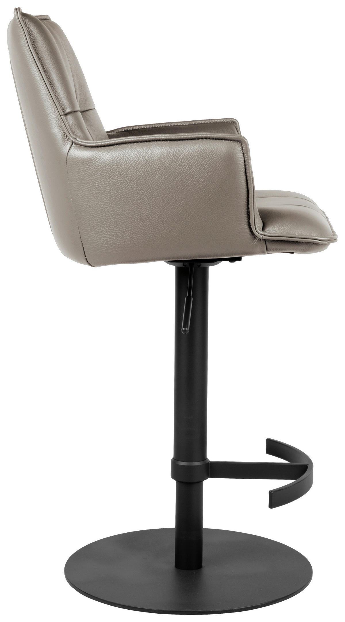 BARHOCKER in Metall, Leder Schwarz, Taupe  - Taupe/Schwarz, Design, Leder/Metall (56/89.5~115/56cm) - Novel