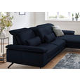 ECKSOFA Rivello in Echtleder Dunkelblau  328/193 cm  - Schwarz/Dunkelblau, Design, Leder/Metall (328/193cm) - Dieter Knoll