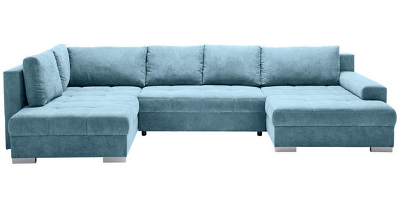 WOHNLANDSCHAFT in Velours Petrol  - Chromfarben/Petrol, KONVENTIONELL, Kunststoff/Textil (198/363/170cm) - Hom`in