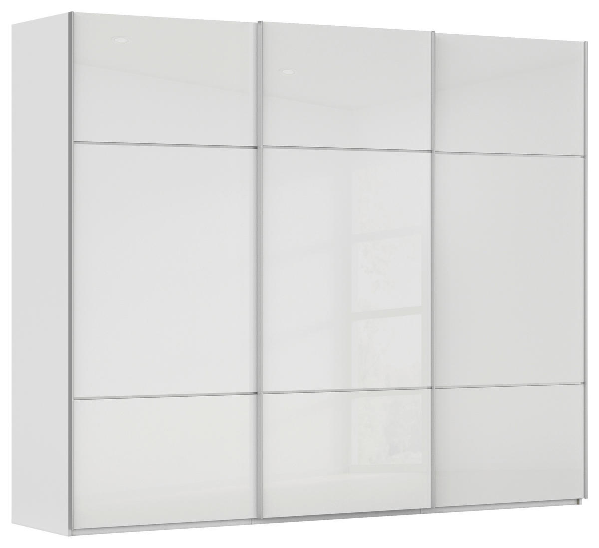SCHWEBETÜRENSCHRANK 271/223/68 cm 3-türig Weiß  - Alufarben/Weiß, KONVENTIONELL, Glas/Holzwerkstoff (271/223/68cm) - Novel
