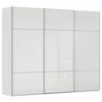 SCHWEBETÜRENSCHRANK 271/223/68 cm 3-türig Weiß  - Alufarben/Weiß, KONVENTIONELL, Glas/Holzwerkstoff (271/223/68cm) - Novel