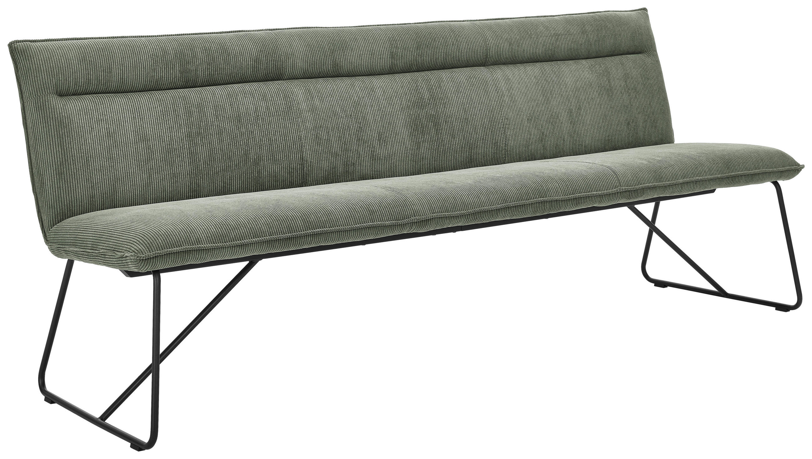 SITZBANK 220/88/66 cm  in Waldgrün  - Waldgrün/Schwarz, Design, Textil/Metall (220/88/66cm) - Johann Jakob