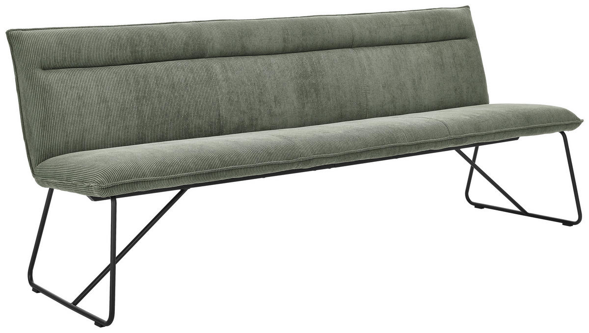 SITZBANK in Textil Waldgrün  - Waldgrün/Schwarz, Design, Textil/Metall (180/88/66cm) - Johann Jakob