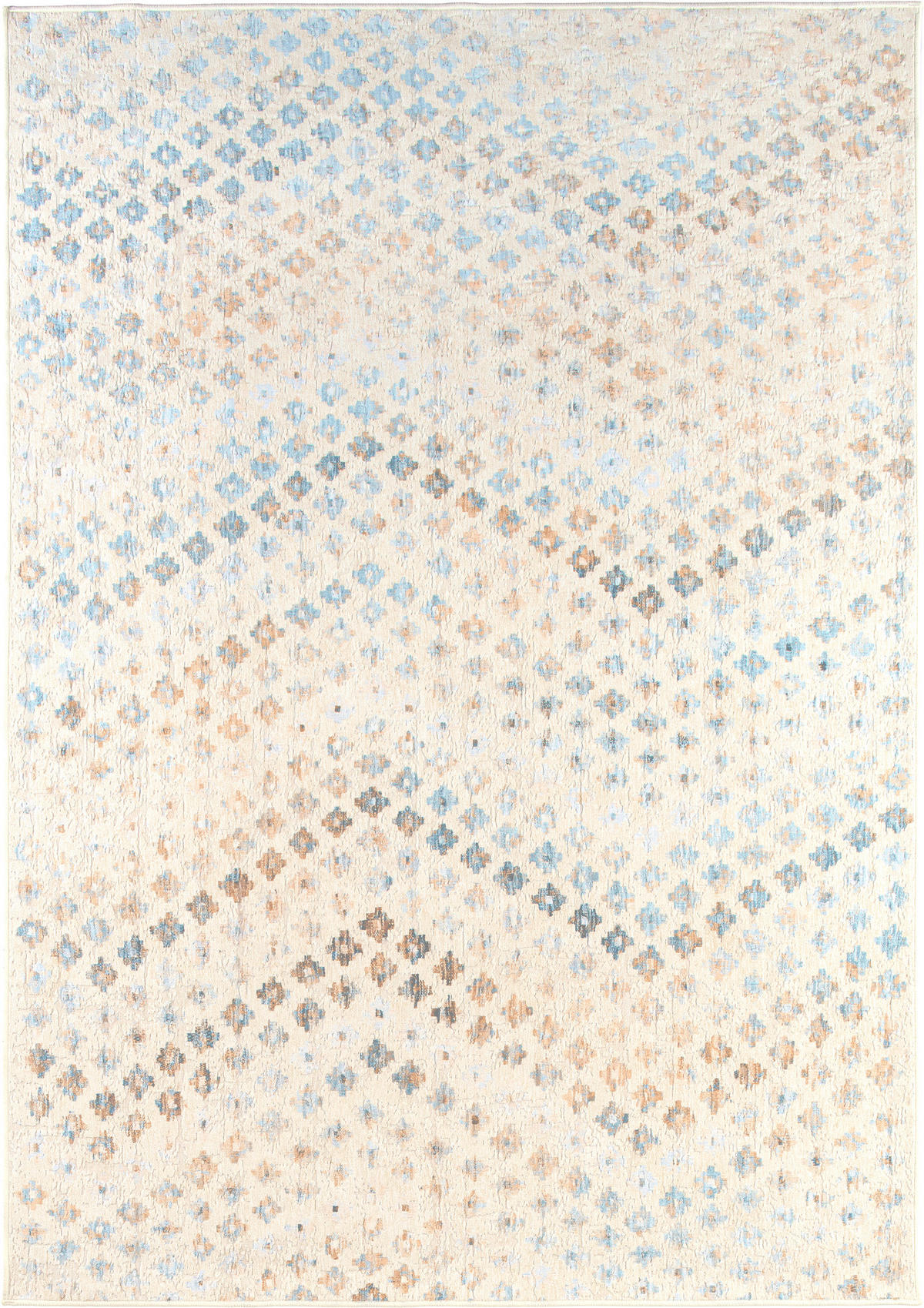VINTAGE-TEPPICH Ondea Zigira 160/230 cm  in Creme, Pastellblau, Cognac  - Pastellblau/Cognac, Trend, Kunststoff/Textil (160/230cm) - Lindorug