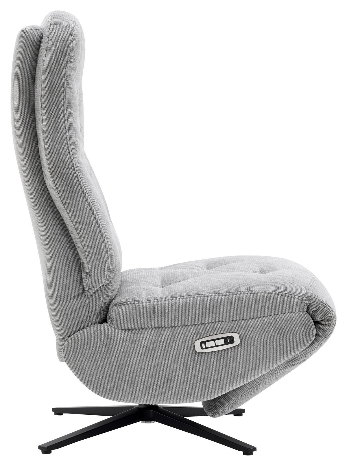 RELAXSESSEL Webstoff Relaxfunktion, Fußteilverstellung    - Schwarz/Grau, Design, Textil/Metall (68/113/84cm) - Livetastic