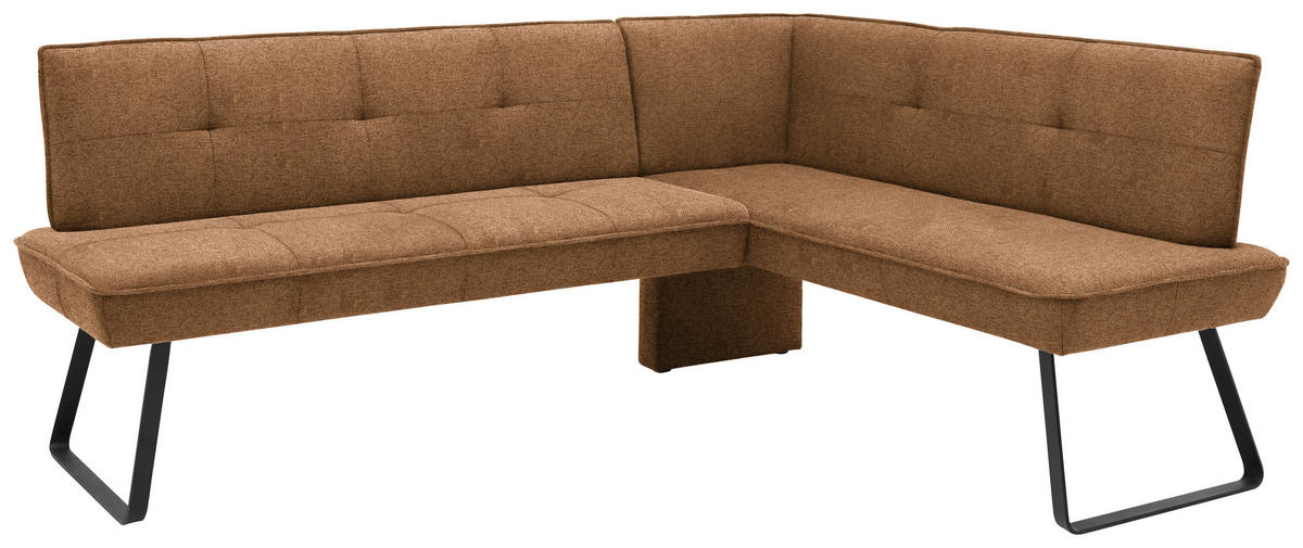 ECKBANK 204/157 cm Flachgewebe Schwarz, Cognac Metall   - Cognac/Schwarz, Design, Textil/Metall (204/157cm) - Dieter Knoll