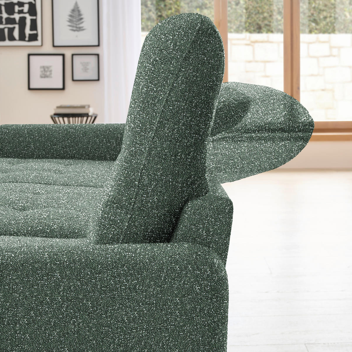 ECKSOFA Grün Plüsch  - Schwarz/Grün, KONVENTIONELL, Textil/Metall (190/254cm) - Livetastic