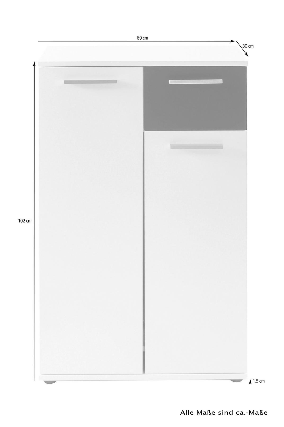 KOMMODE , 60/102/30 cm, 1 Schublade(n)  - Silberfarben/Schwarz, LIFESTYLE, Holzwerkstoff/Kunststoff (60/102/30cm) - MID.YOU