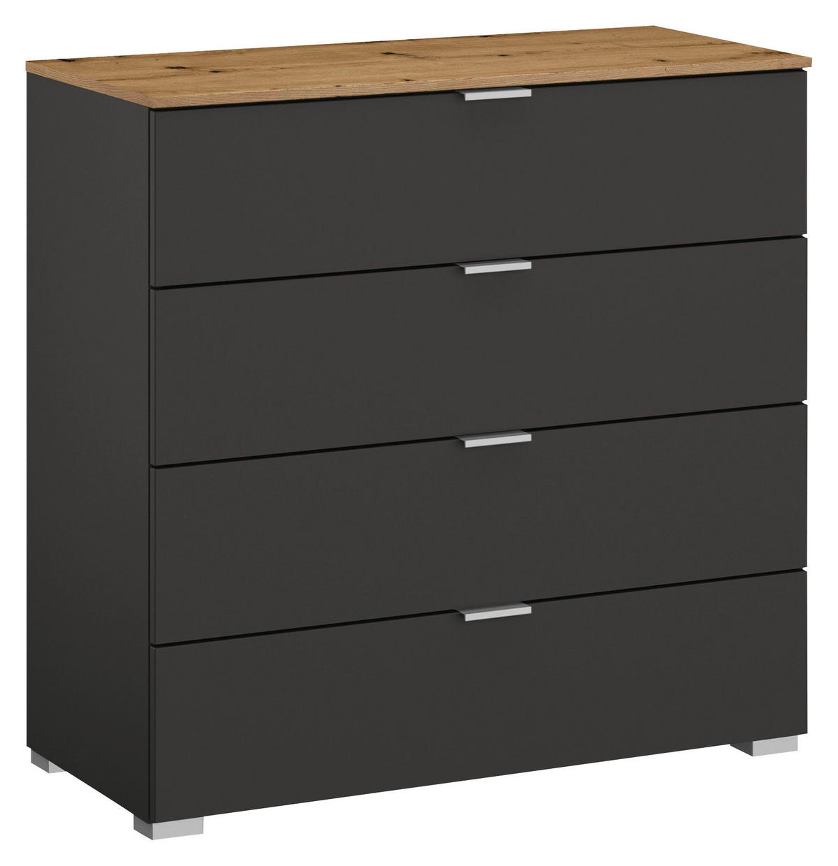 KOMMODE  in 80/81/42 cm  - Eichefarben/Alufarben, Trend, Holzwerkstoff/Kunststoff (80/81/42cm) - Stylife