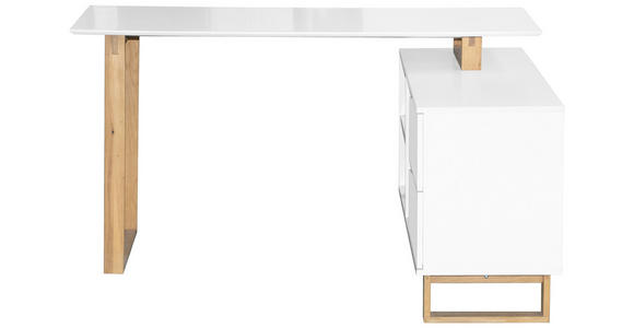 ECKSCHREIBTISCH 140/120/75 cm in Weiß, Eichefarben - Eichefarben/Weiß, MODERN, Holz/Holzwerkstoff (140/120/75cm) - Venda