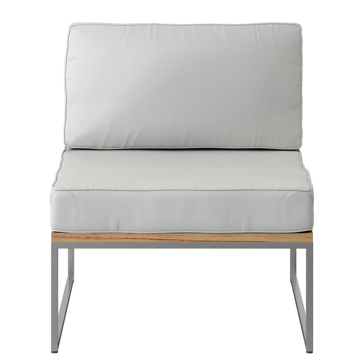 LOUNGESESSEL Edelstahlfarben Teakholz Hartholz  - Edelstahlfarben/Beige, MODERN, Holz/Textil (67/71/70cm) - Ambia Garden